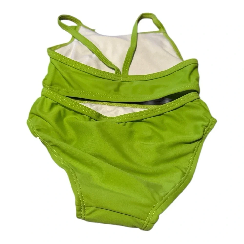 Lime Green and Pink Ruffles  Kids Bikini swim suitSize 12 months UFP 50 beach